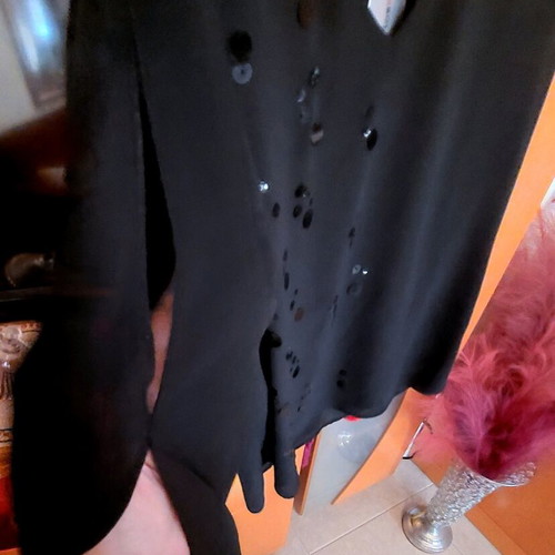 Absolute Fashion Black Sheer Blouse with Sequins New