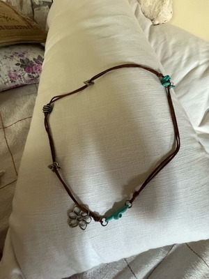 Leather handmade necklace with silver elements