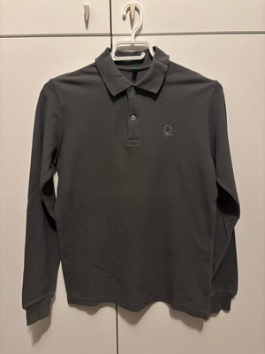 Benetton Polo Long Sleeve Grey Used For Kids 10-12 Years