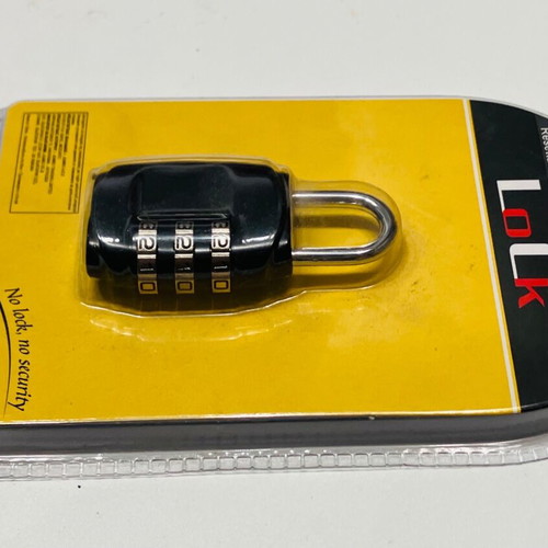 Small metal padlock with 3-digit combination security new