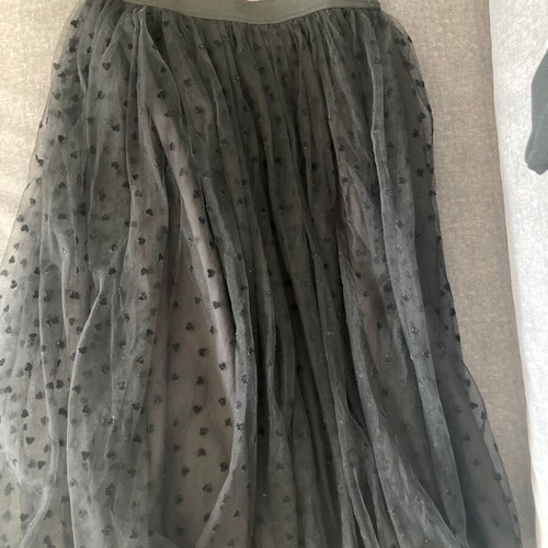 Black Tulle Midi Skirt for Girls New, Heart Pattern
