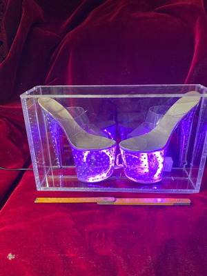 Double-sole evening show shoes used, silver, size 39