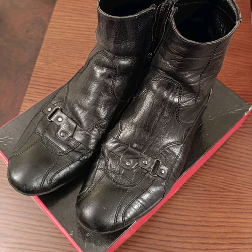 Gianna Kazakou men's leather ankle boots used, size 45, black