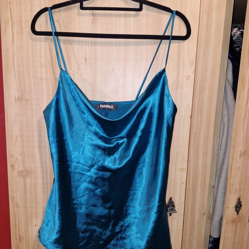 Paranoia turquoise top with frill, new, size L