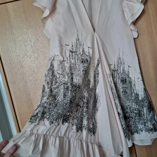 C-Throu dress in soft pink like new with embossed designs