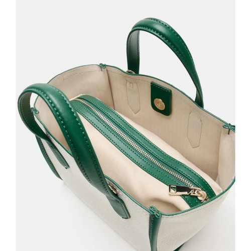 Zara New Mini Shopper Bag Shoulder Canvas and Leather