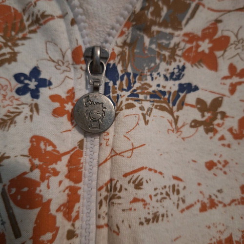Attrattivo short floral sweatshirt jacket like new, white multicolor