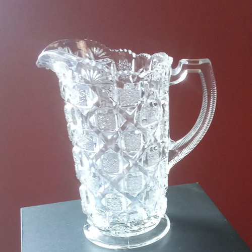 Glass Pitcher 1910 Checkerboard Pattern Westmoreland Specialty Co.