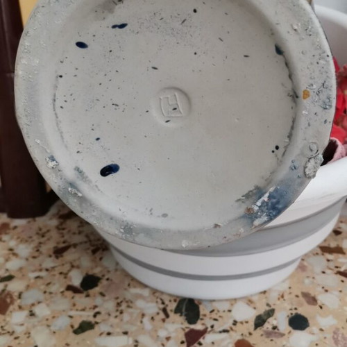 Satsuma porcelain floor vase like new, 59 cm, floral cobalt blue