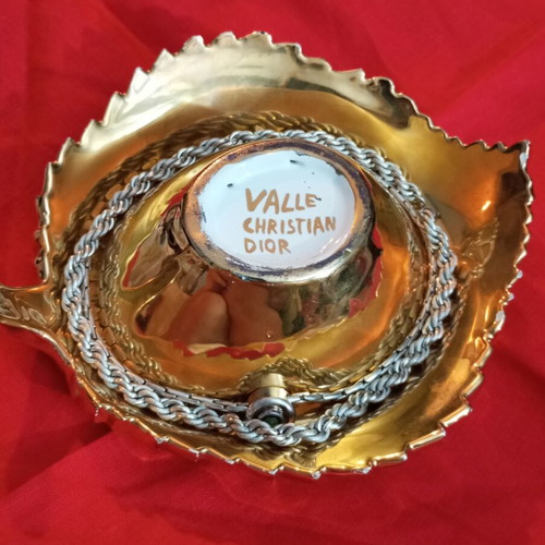 Christian Dior Galle gold-plated ceramic and porcelain ashtray 1960s