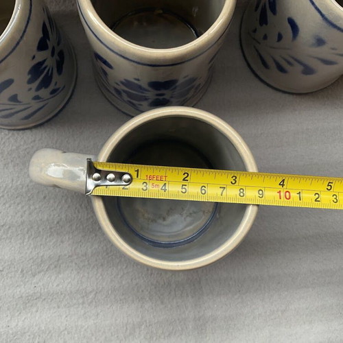German ceramic mugs used, set of 4 from 1960-1970