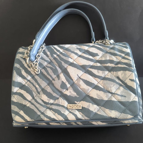 Doca shoulder bag medium size white blue animal print