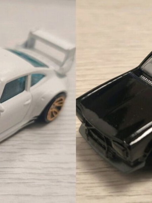 2x Porsche 993 GT2 and Nissan Skyline GT-X Hot Wheels miniatures