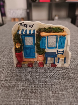 Paros souvenir used decorative keepsake with lace curtains