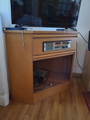 Solid Wood Stereo Cabinet like new with Storage Spaces