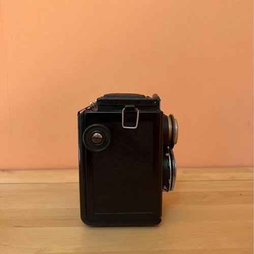 Lubitel 2 camera used with leather case