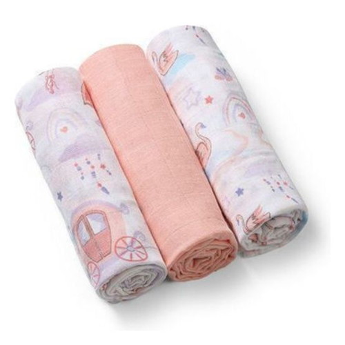 Babyono muslin swaddle blankets powder pink 70x70cm 3 pcs