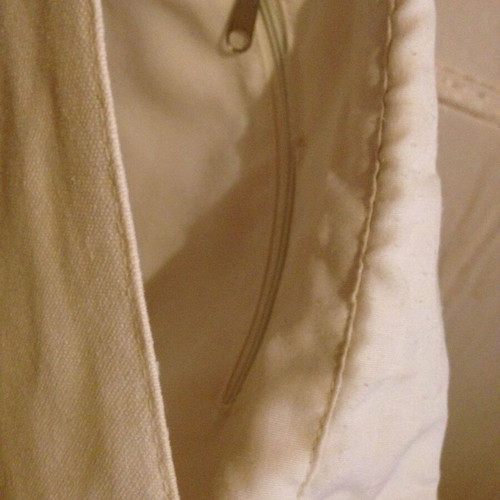 Fabric crossbody bag vintage used with embroidery white and beige