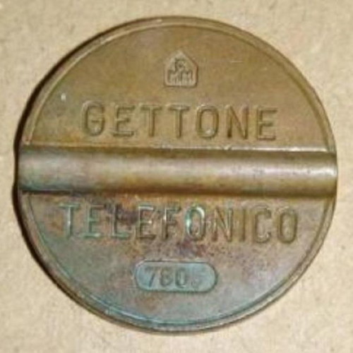 Italian Gettone Telefonico 7805 bronze phone token used, May 1978