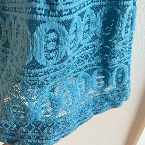 Blue lace mini dress size small, new
