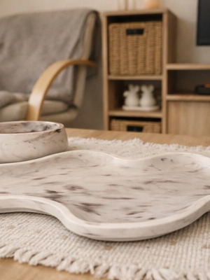 Σετ διακοσμητικού δίσκου και μπολ με marble effect καινούργιο