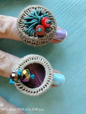 Knitted rings handmade set of two