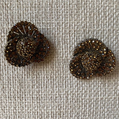 Vintage jewelry set used, necklace and earrings gold-colored