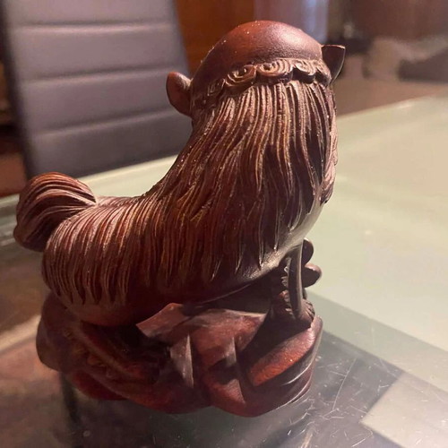 Chinese Foo Dog statue used, 19th century with detailed carvings