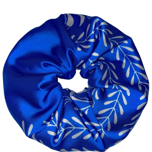 Scrunchie hair tie "To nisi" XXL size new, blue satin fabric