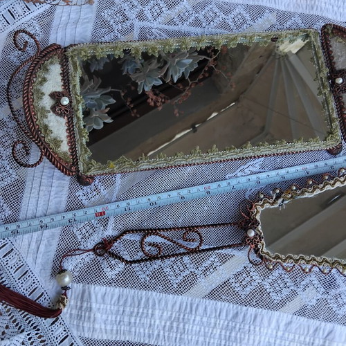 Vintage boudoir set mirror and perfume tray Victorian style like new