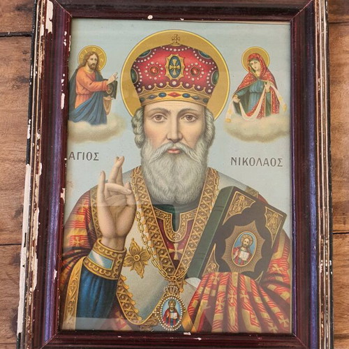Saint Nicholas icon used, very old, 24×31 cm