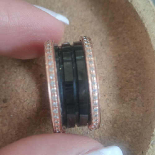 Ring made of steel with 750 gold plating, pink gold
