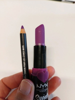 Nyx lipstick and pencil set stfu matte dark purple like new