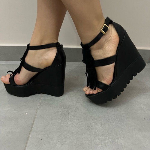 Makis Kotris platform shoes used, full leather, size 37, black