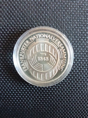 German silver 5 mark coin 1973, 125th anniversary Frankfurt National Assembly 1848