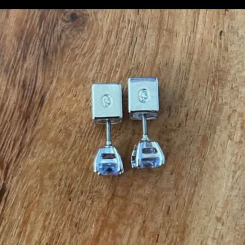 Swarovski earrings new with blue octagonal stones