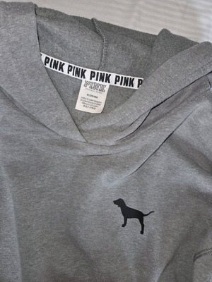 PINK Victoria’s Secret γκρι cropped hoodie με κορδόνια στα μανίκια, σαν καινούργιο, μέγεθος M