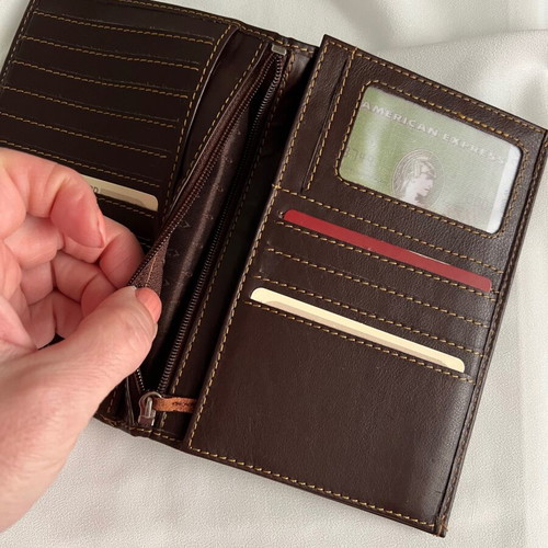 Leather wallet like new, brown, genuine leather Hellas