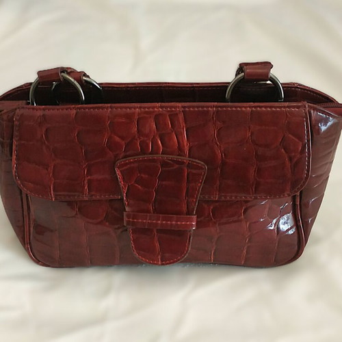 Antonello Serio women's shoulder bag like new, brown croco texture