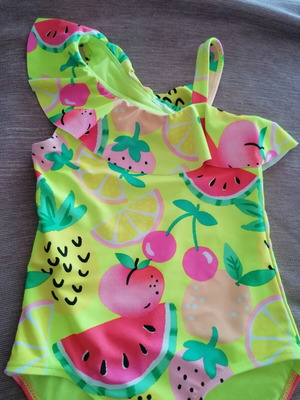 Children's one-piece swimsuit with summer fruit design like new