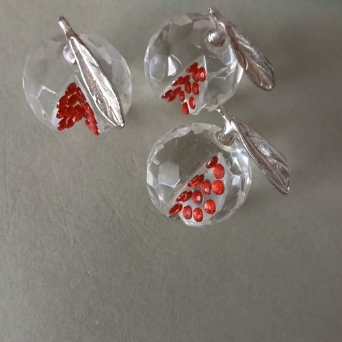 Decorative glass pomegranate charms like new, set of 3 pieces