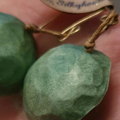 Silkworm Cocoon Earrings green, handmade, new