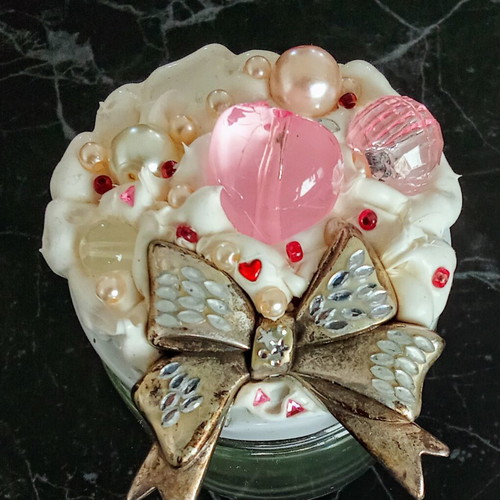 Handmade jar used with beads and strass for jewelry