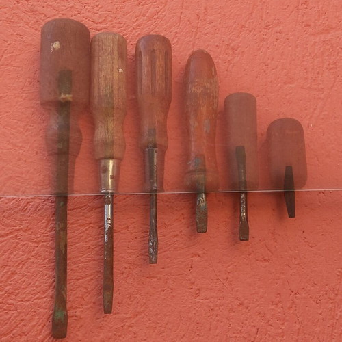 Wooden flat screwdrivers used in excellent condition