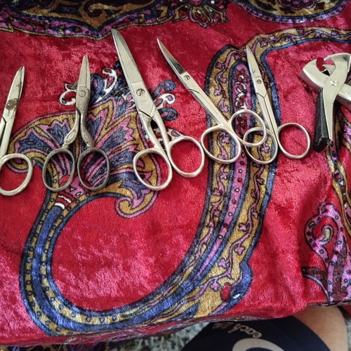 Vintage manicure scissors set of 5 with German staple remover used