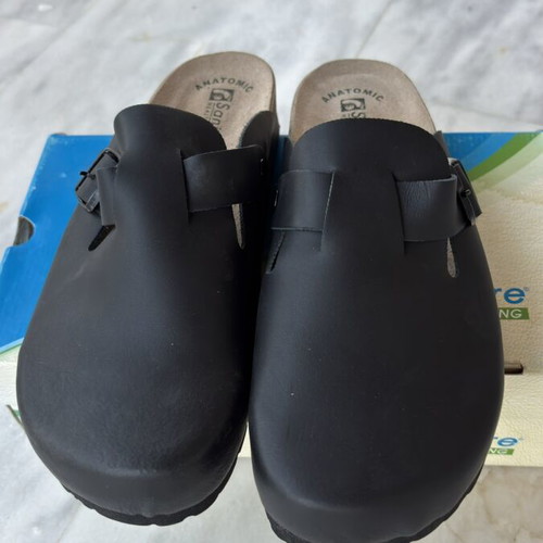 Sanitaire Leather Clogs Anatomical Size 46 Black New