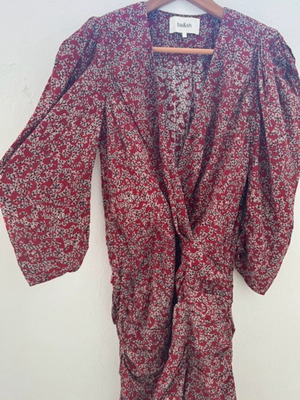 Bash printed mini fitted dress like new, red, size S