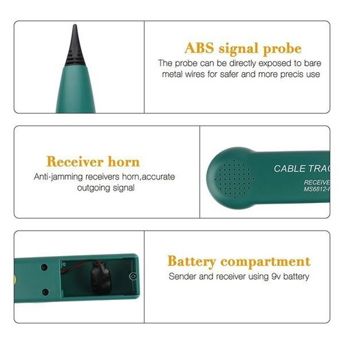 Gobesty cable tester with transmitter and receiver for wire tracing