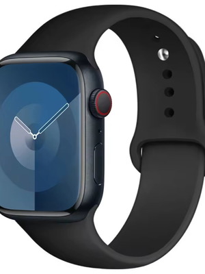 Κλασικό μαύρο λουράκι σιλικόνης για Apple Watch καινούργιο