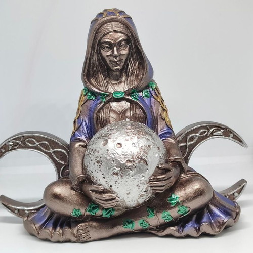 Triple Goddess Statue with Moon Resin 17cm like new
